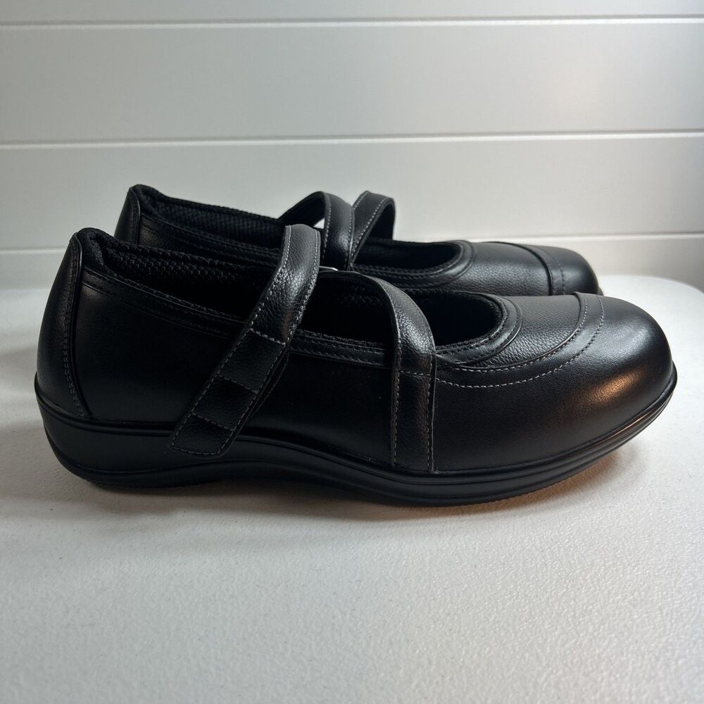 OrthoFeet Shoes Women’s Size 9.5 Wide Black Leather Celina Diabetic Mary Jane